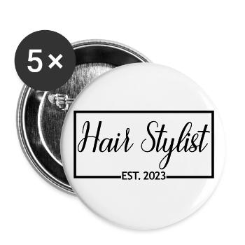 Hair Stylist Est. 2023 Graduate Hair Stylist Geschenk - Buttons groß 56 mm (5er Pack) - Weiß - Vorne