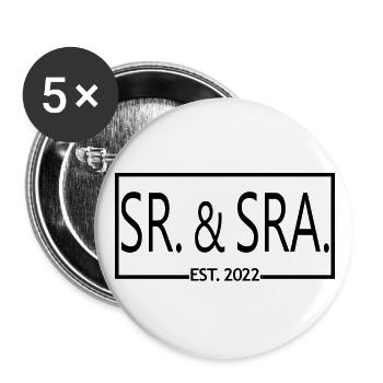 Sr. & Sra. Est. 2022 - Hochzeitsgeschenk für Männer & Frauen - Buttons groß 56 mm (5er Pack) - Weiß - Vorne