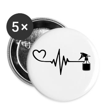 Barbier Pulse Heart Love - Lot de 5 grands badges (56 mm) - blanc - Devant