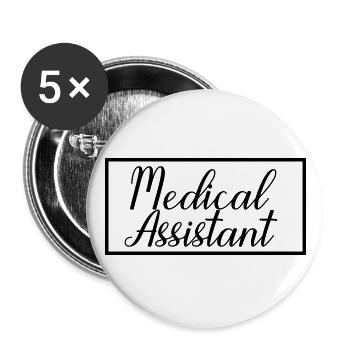 L’assistante médicale est fière d’avoir obtenu son diplôme en soins de santé - Lot de 5 grands badges (56 mm) - blanc - Devant