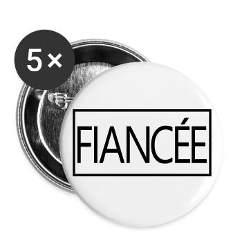 Verlobte passende Verlobung Hochzeit Flitterwochen - Buttons groß 56 mm (5er Pack) - Weiß - Vorne