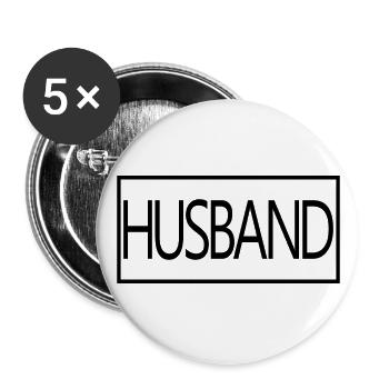 Ehemann passende Verlobung Hochzeit Flitterwochen - Buttons groß 56 mm (5er Pack) - Weiß - Vorne