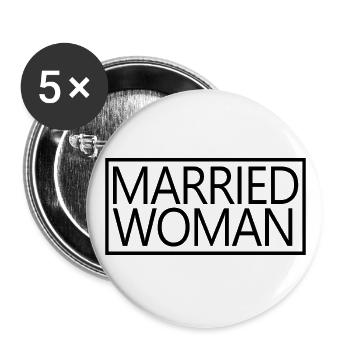 Femme mariée pour la tenue de mariage de douche nuptiale - Lot de 5 grands badges (56 mm) - blanc - Devant