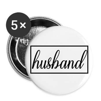 Ehemann passende Verlobung Hochzeit Flitterwochen - Buttons groß 56 mm (5er Pack) - Weiß - Vorne
