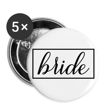 Fiançailles de couple de mariage assorties Lune de miel - Lot de 5 grands badges (56 mm) - blanc - Devant