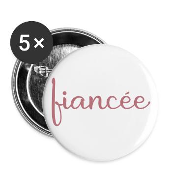 Fiancée Matching Engagement Wedding Honeymoon - Buttons large 2.2''/56 mm (5-pack) - white - Front