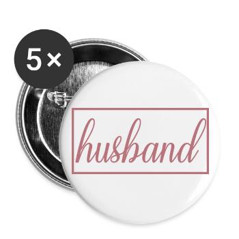 Husband Matching Engagement Wedding Honeymoon - Buttons large 2.2''/56 mm (5-pack) - white - Front