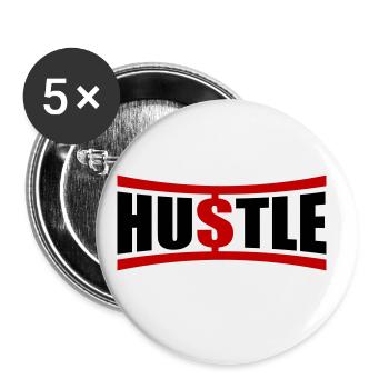 Hustle Spruch - Buttons groß 56 mm (5er Pack) - Weiß - Vorne
