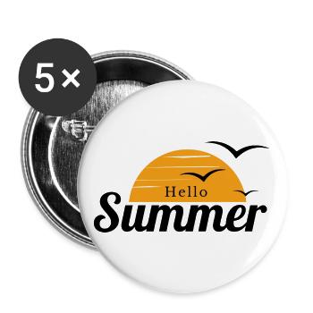 Hallo Sommer - Buttons groß 56 mm (5er Pack) - Weiß - Vorne