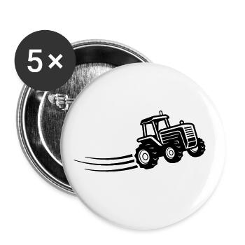 Traktor Farmer Symbol Bauer - Buttons groß 56 mm (5er Pack) - Weiß - Vorne