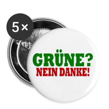 grüne nein danke - Buttons groß 56 mm (5er Pack) - Weiß - Vorne