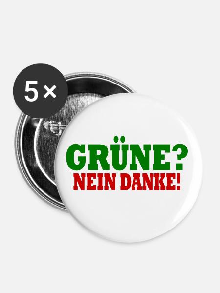 grüne nein danke - Buttons groß 56 mm (5er Pack) - Weiß