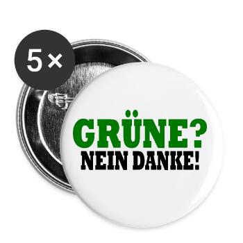 grüne nein danke - Buttons groß 56 mm (5er Pack) - Weiß - Vorne