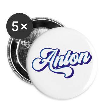 Anton | Farben änderbar - Buttons groß 56 mm (5er Pack) - Weiß - Vorne