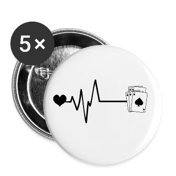 Cards Poker Pulse Heart Love - Buttons large 2.2''/56 mm (5-pack) - white - Front