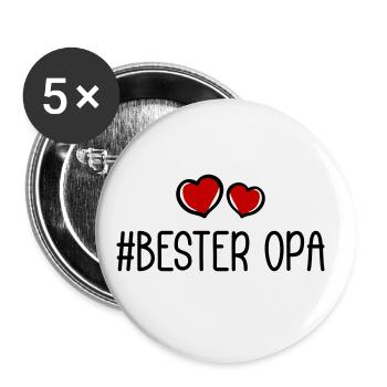 Bester Opa Herzen Liebe - Buttons groß 56 mm (5er Pack) - Weiß - Vorne