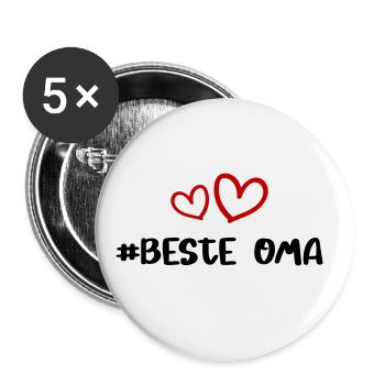 Beste Oma Herz Liebe - Buttons groß 56 mm (5er Pack) - Weiß - Vorne