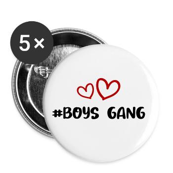 Boys Gang Herz Liebe - Buttons groß 56 mm (5er Pack) - Weiß - Vorne