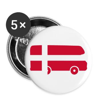 Camper Danemark Voyage Vacances Camper Autocollant - Lot de 5 grands badges (56 mm) - blanc - Devant