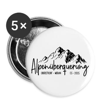 Oberstdorf - Meran / Alpenüberquerung 2025 E5 - Buttons groß 56 mm (5er Pack) - Weiß - Vorne
