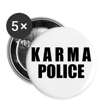 Karma police - Lot de 5 grands badges (56 mm) - blanc - Devant