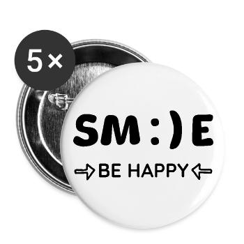 SMILE - be happy - Buttons large 2.2''/56 mm (5-pack) - white - Front
