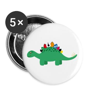 Music Guitar Pick Dino T-Shirt Guitar Musician - Buttons large 2.2''/56 mm (5-pack) - white - Front
