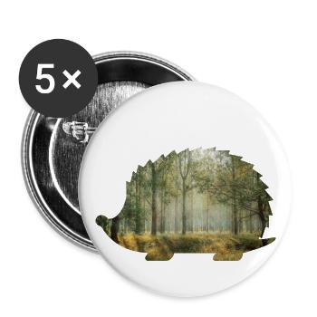 wald 9 igel mit wald - Buttons groß 56 mm (5er Pack) - Weiß - Vorne