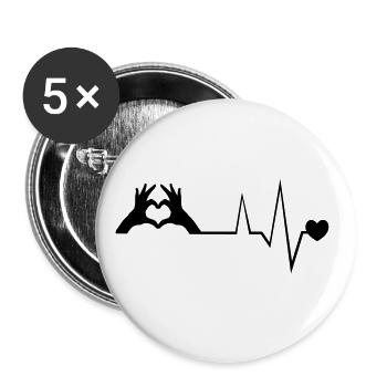herzschlag hand puls symbol - Lot de 5 grands badges (56 mm) - blanc - Devant