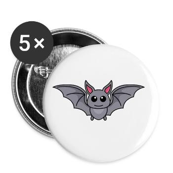 Fledermaus Comic Tier - Buttons groß 56 mm (5er Pack) - Weiß - Vorne