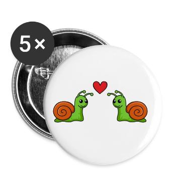 Schnecke Comic Paar liebe - Buttons groß 56 mm (5er Pack) - Weiß - Vorne