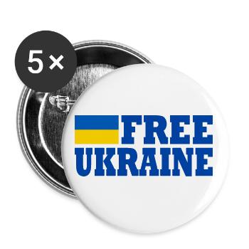 Free ukraine - Buttons large 2.2''/56 mm (5-pack) - white - Front