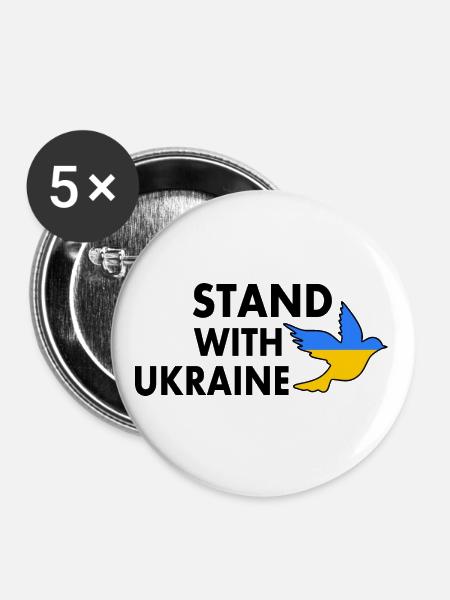 stand with ukraine - Buttons groß 56 mm (5er Pack) - Weiß