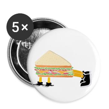 Sandwich Bodybuilding Fitness Gym Cadeau - Lot de 5 grands badges (56 mm) - blanc - Devant
