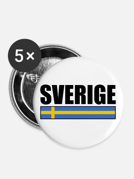 sverige - Buttons groß 56 mm (5er Pack) - Weiß