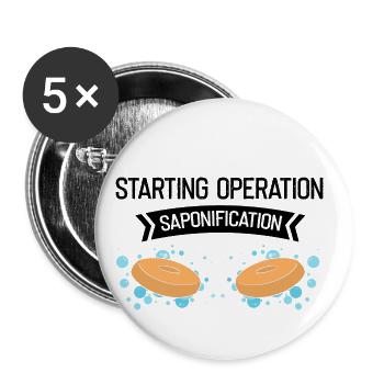 Conception de savon maison pour la fabrication de savon à l’huile - Lot de 5 grands badges (56 mm) - blanc - Devant