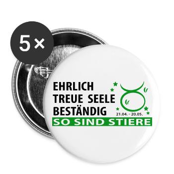 Sternzeichen Stier - Eigenschaften - Buttons groß 56 mm (5er Pack) - Weiß - Vorne