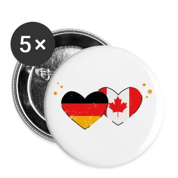 I love Canada Germany Flags Hearts Flags - Buttons large 2.2''/56 mm (5-pack) - white - Front