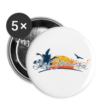 La Gomera 2023 - Îles Canaries - Espagne - Lot de 5 grands badges (56 mm) - blanc - Devant