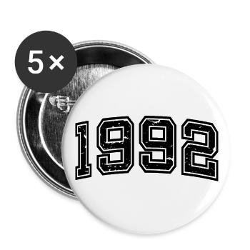 Jahr 1992, 30 Jahre alt, Geschenk zum 30. Geburtstag - Buttons groß 56 mm (5er Pack) - Weiß - Vorne