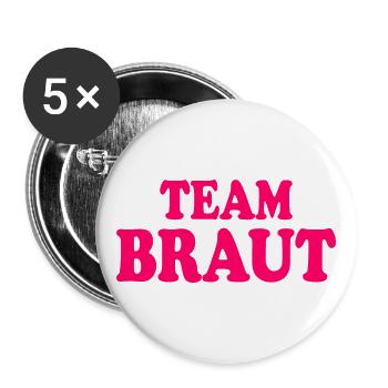 Team braut - Buttons groß 56 mm (5er Pack) - Weiß - Vorne