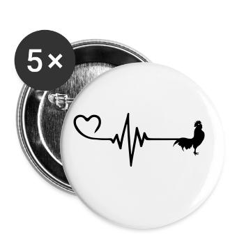 Coq Pulse Heart Love - Lot de 5 grands badges (56 mm) - blanc - Devant