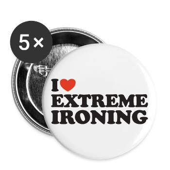 J’adore Extreme Ironing Heart Shirt - Lot de 5 grands badges (56 mm) - blanc - Devant
