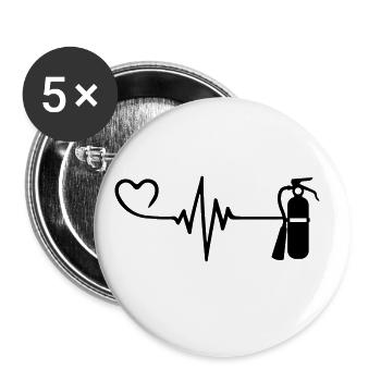 Extincteur Pulse Heart Love - Lot de 5 grands badges (56 mm) - blanc - Devant