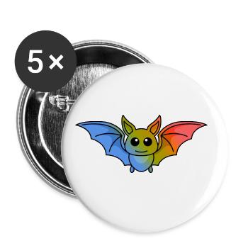 Fledermaus Comic Tier - Buttons groß 56 mm (5er Pack) - Weiß - Vorne