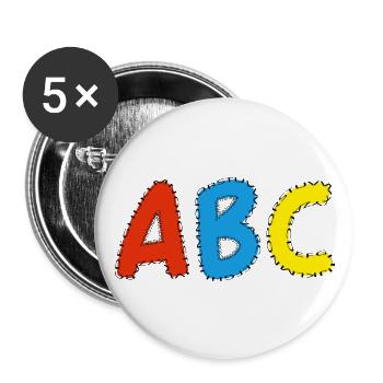ABC - Schulstart, Schulkind - Buttons groß 56 mm (5er Pack) - Weiß - Vorne