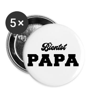 Bientot Papa - Lot de 5 grands badges (56 mm) - blanc - Devant