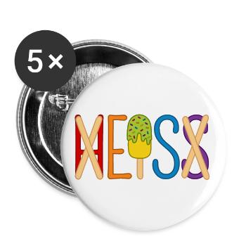 H EIS S - Eis essen - heiß - Sommer - Hitze - Eis - Buttons groß 56 mm (5er Pack) - Weiß - Vorne