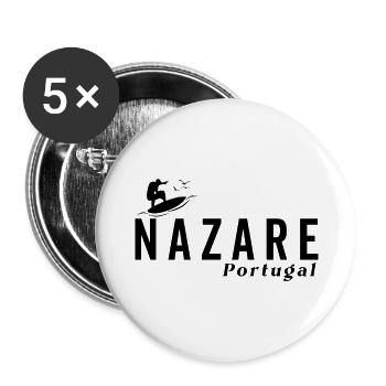 Nazare Surfer Portugal - Lot de 5 grands badges (56 mm) - blanc - Devant
