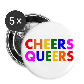 Cheers queers - Buttons groß 56 mm (5er Pack) - Weiß - Vorne